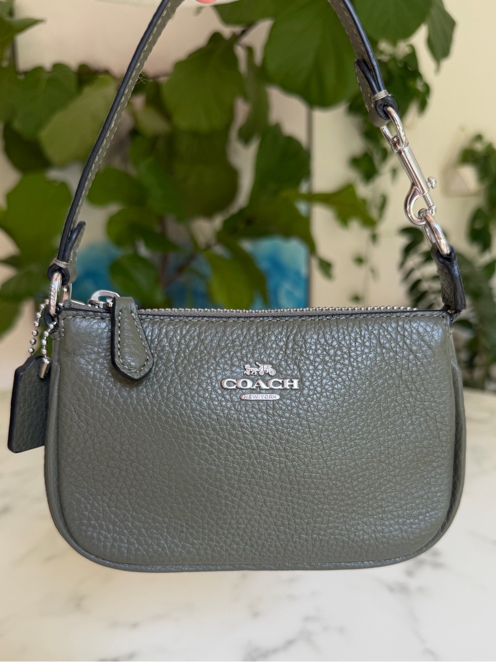 Coach Nolita 15 Pebble Leather Mini Bag Wristlet Surplus Olive Green 6386